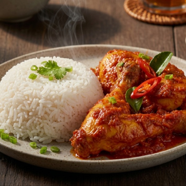 Nasi Putih Ayam Merah